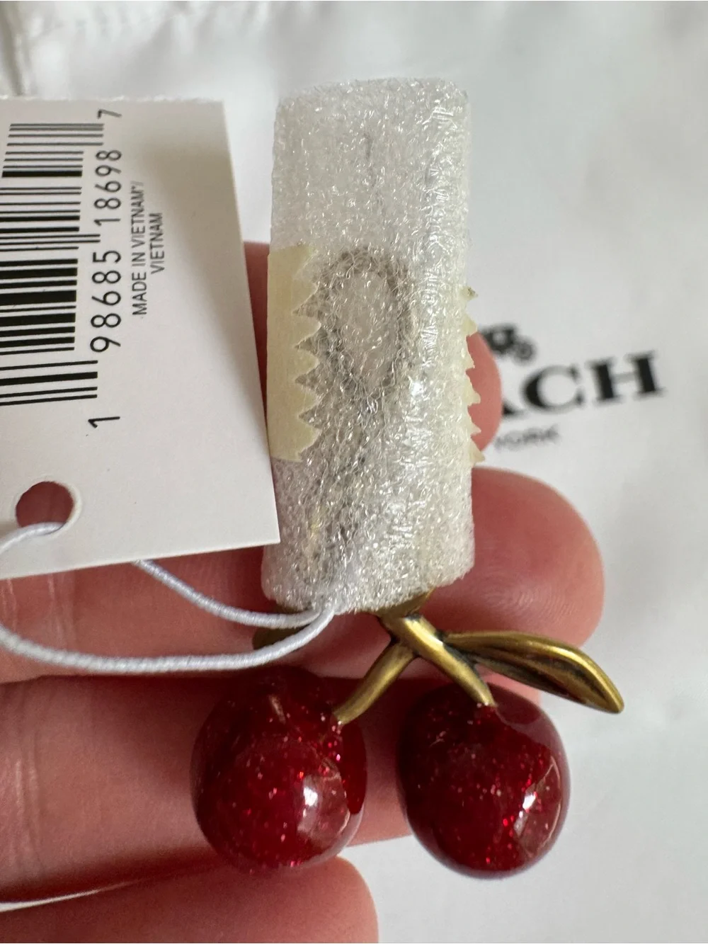 Coach CCX77 DIY Cherry Charm Brass Red Apple NWT Dust Bag